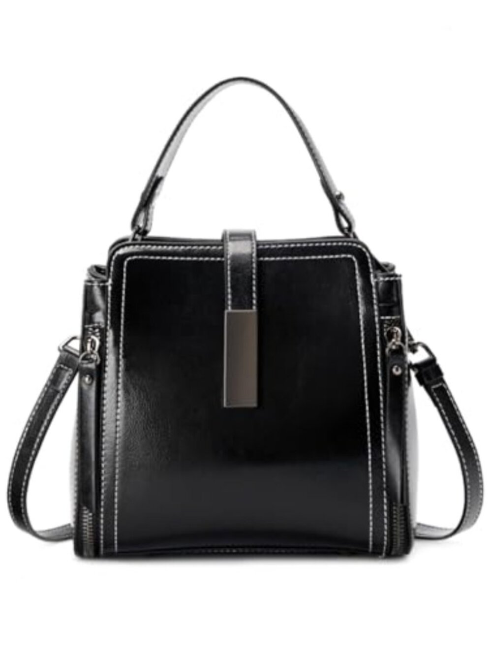 Genuine Leather Bucket Crossbody Shoulder Bag for Women